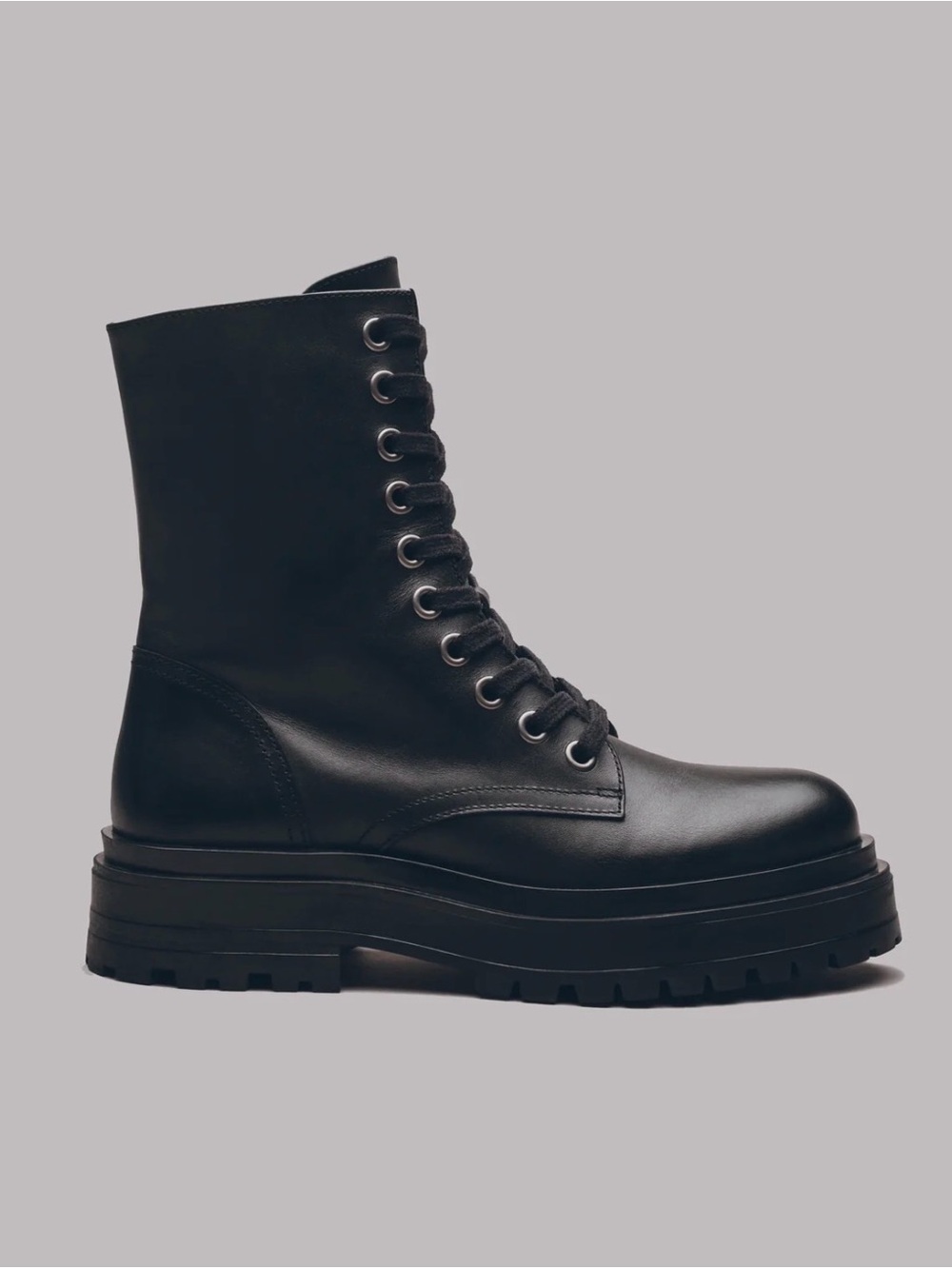 Black Lace-Up Platform Combat Boots